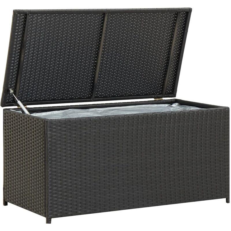 Baule da Giardino in Polyrattan 116x60x60 cm Nero VD27529 - Hommoo