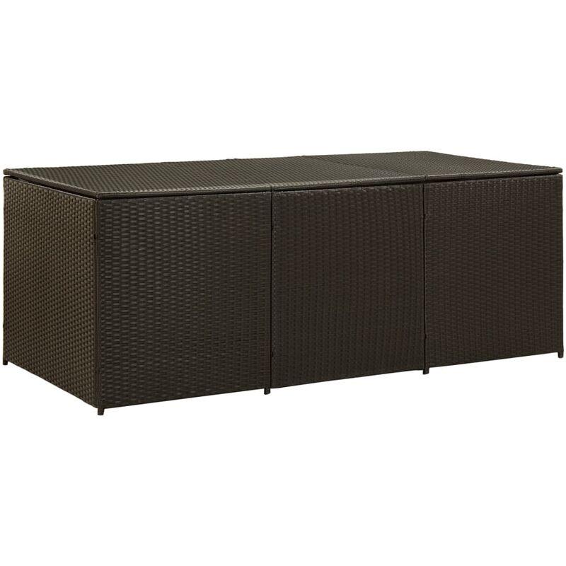 Baule da Giardino in Polyrattan 180x90x75 cm Marrone VD31122 - Hommoo