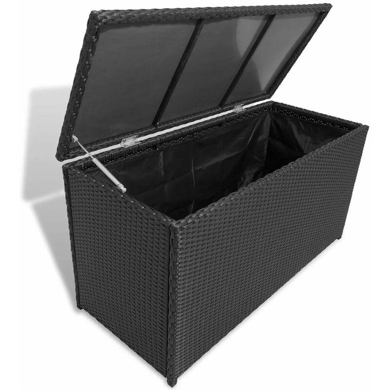 Baule da Giardino Nero 120x50x60 cm in Polyrattan VD24626 - Hommoo Baule da Giardino Nero 120x50x60 cm in Polyrattan VD24626 - Hommoo