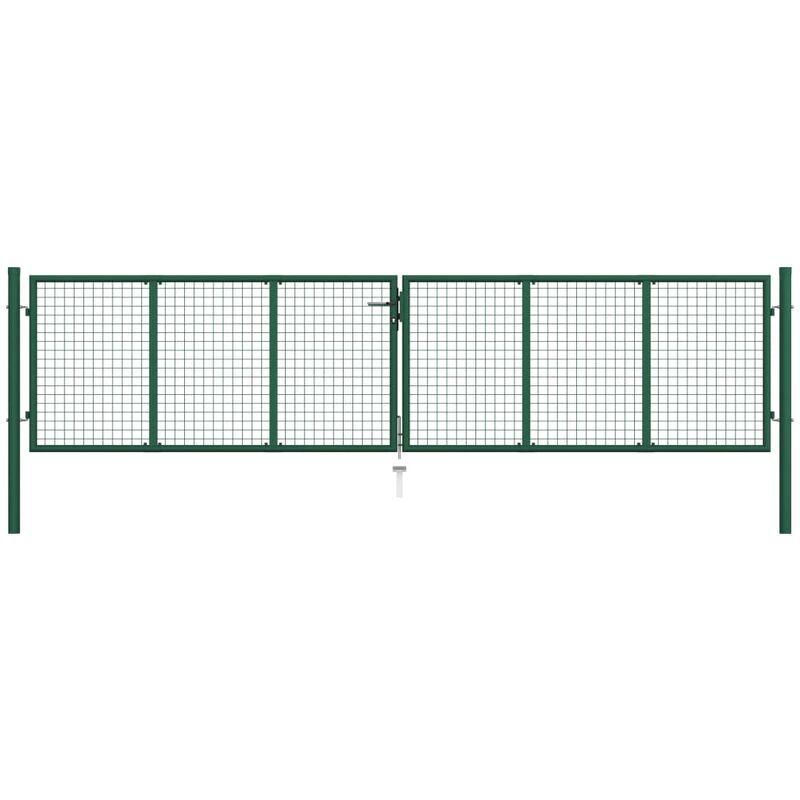 Cancello da Giardino a Rete in Acciaio 400x75 cm Verde VD35209 - Hommoo