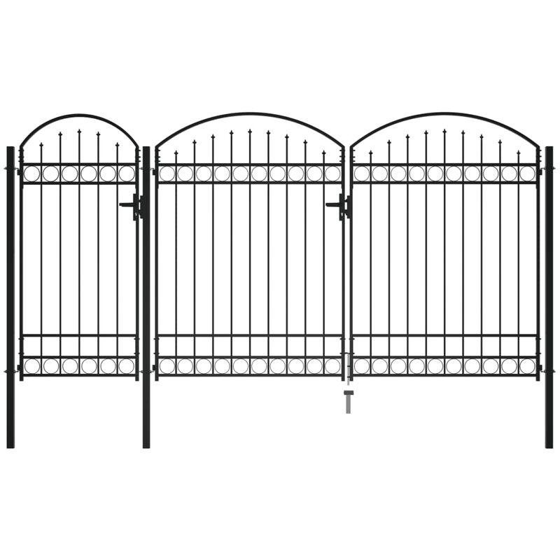 Cancello da Giardino ad Arco in Acciaio 2,25x4 m Nero VD30200 - Hommoo
