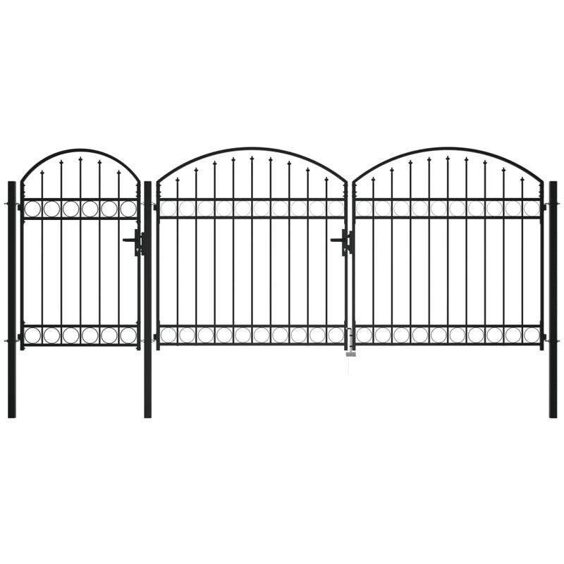 Cancello da Giardino ad Arco in Acciaio 2x4 m Nero VD30198 - Hommoo