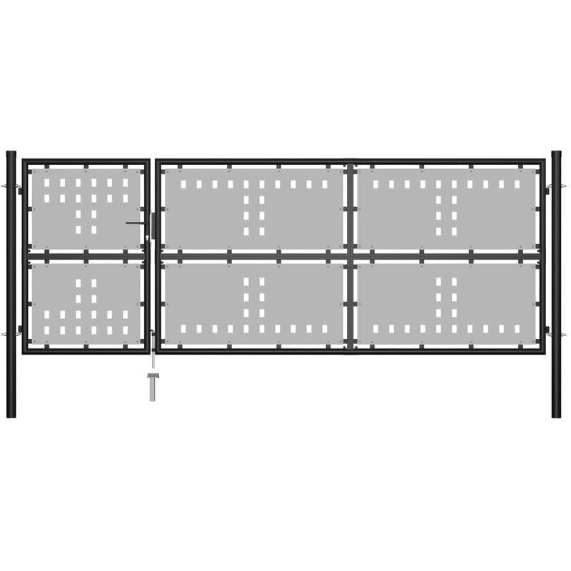Hommoo Cancello da Giardino in Acciaio 350x125 cm Nero VD34848