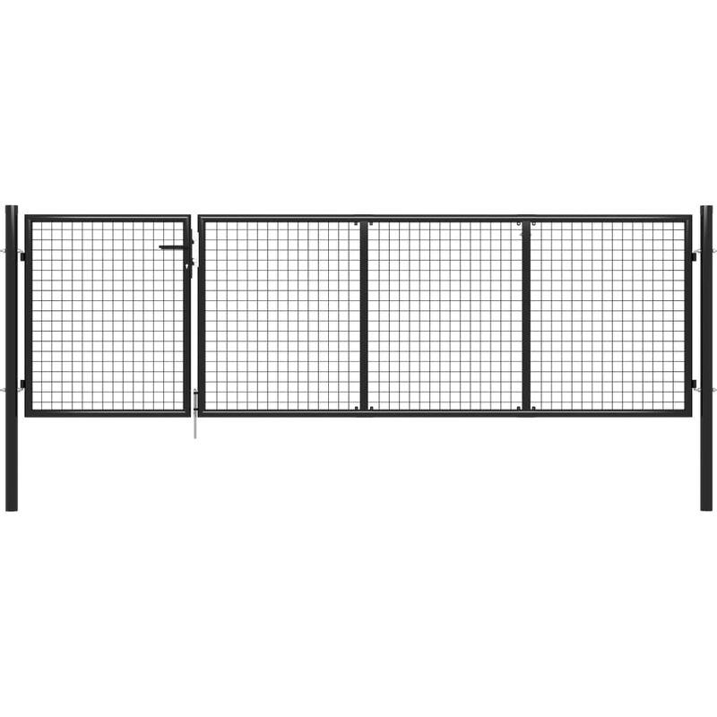 Cancello di Recinzione in Acciaio 350x100 cm Antracite VD05695 - Hommoo Cancello di Recinzione in Acciaio 350x100 cm Antracite VD05695 - Hommoo