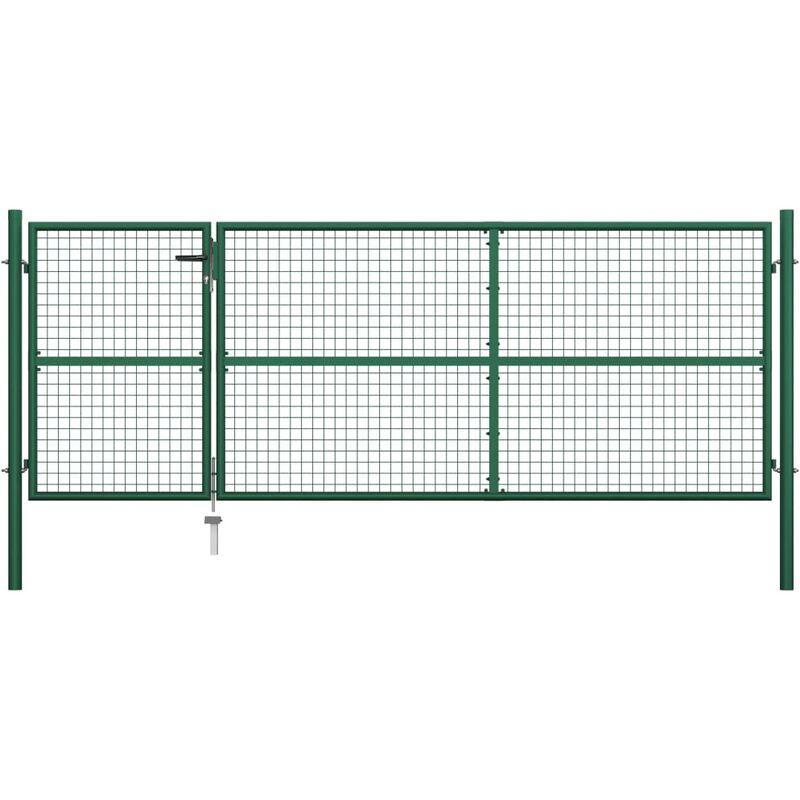 Cancello di Recinzione in Acciaio 350x125 cm Verde VD05682 - Hommoo