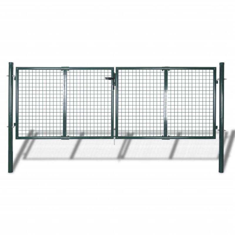 Cancello in Acciaio 306x175 cm Verde VD25010 - Hommoo