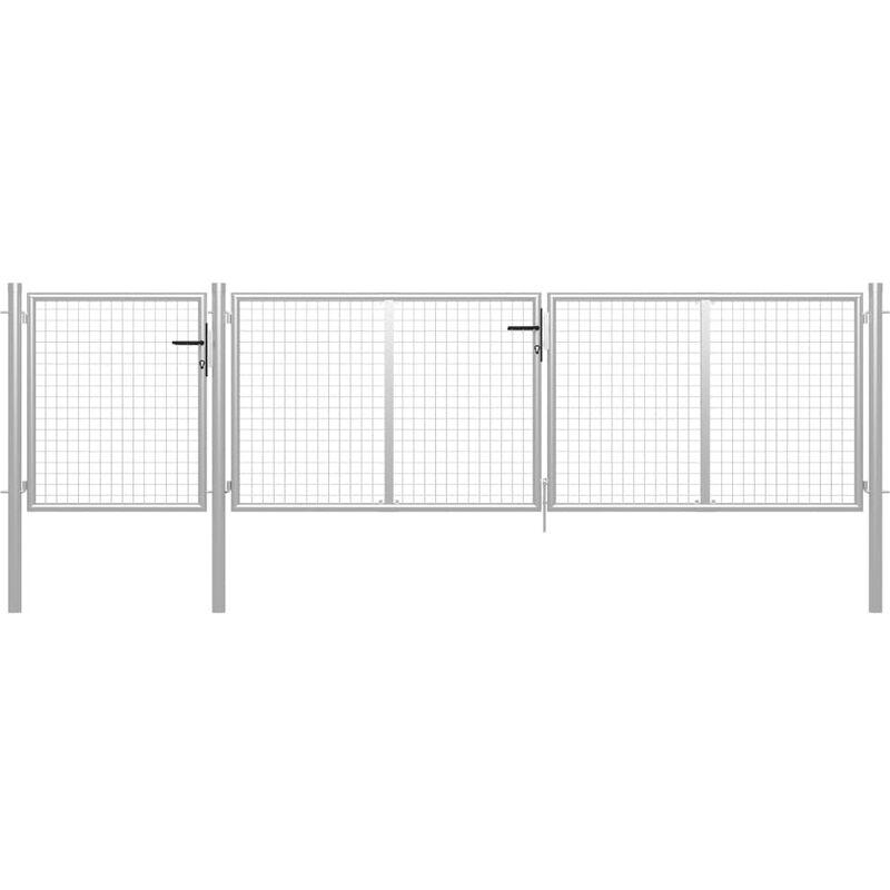 Cancello per Giardino in Acciaio 400x100cm Argento VD05707 - Hommoo