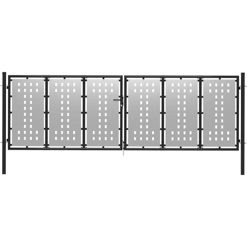 Cancello per Giardino in Acciaio 400x125 cm Argento VD30207 - Hommoo