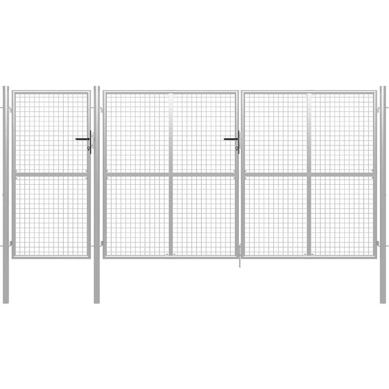 Cancello per Giardino in Acciaio 400x150 cm Argento VD05709 - Hommoo