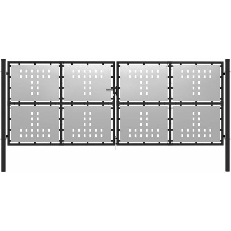 Cancello per Giardino in Acciaio 400x150 cm Argento VD30208 - Hommoo