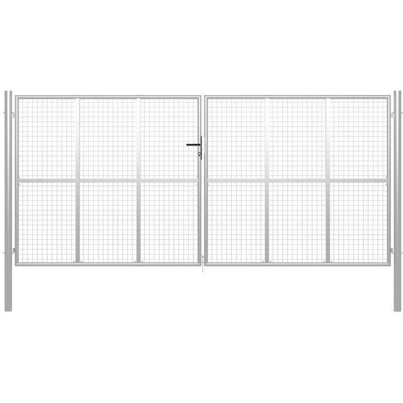 Cancello per Giardino in Acciaio Zincato 415x225 cm Argento VD05678 - Hommoo