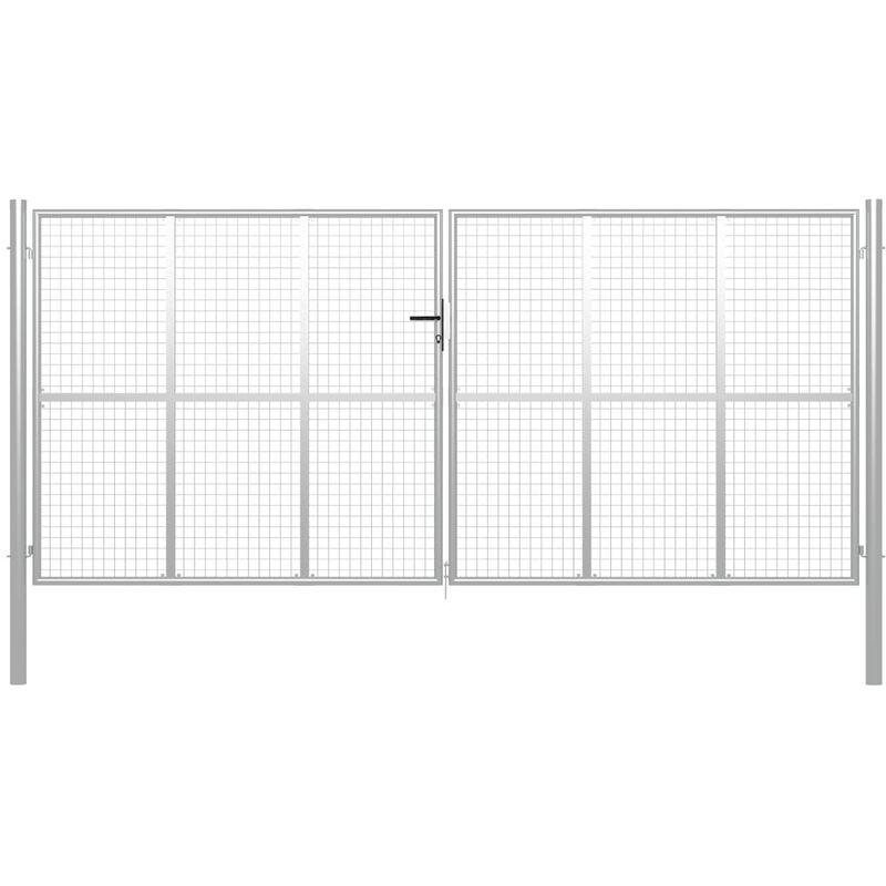 Cancello per Giardino in Acciaio Zincato 415x250 cm Argento VD05679 - Hommoo