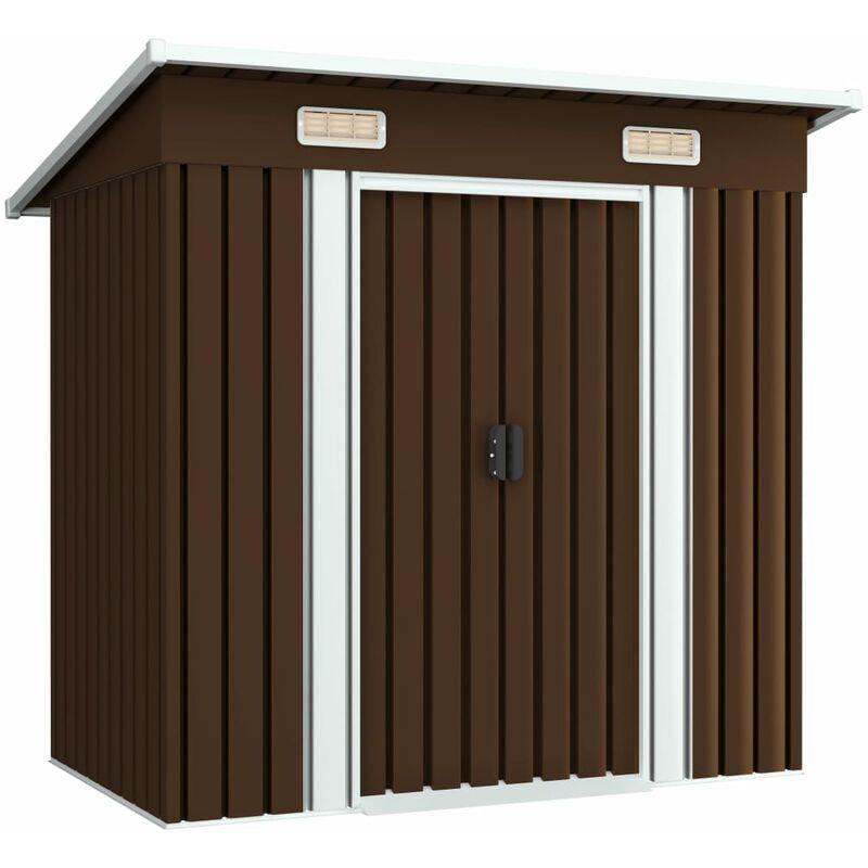 Capanno Attrezzi da Giardino Marrone 194x121x181 cm in Acciaio VD31661 - Hommoo