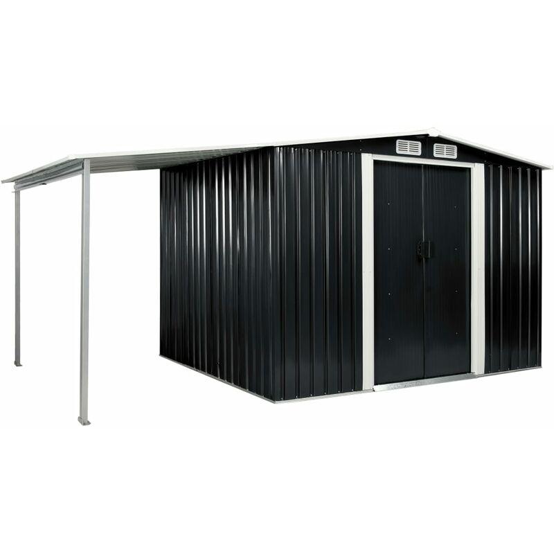 Hommoo Capanno con Porte Scorrevoli Antracite 386x205x178cm Acciaio VD05633