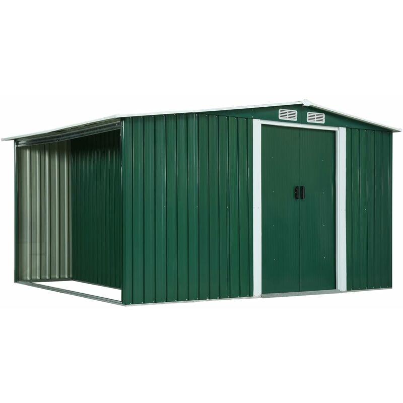 Hommoo Capanno con Porte Scorrevoli Verde 329,5x205x178 cm Acciaio VD30162