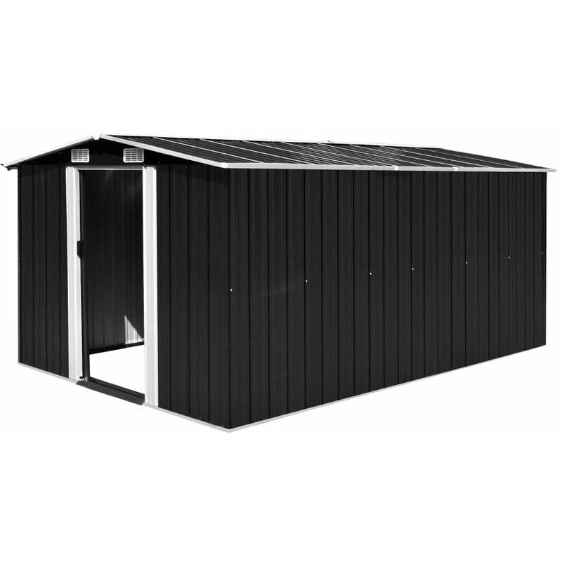 Hommoo Capanno da Giardino 257x398x178 cm in Metallo Antracite VD05023