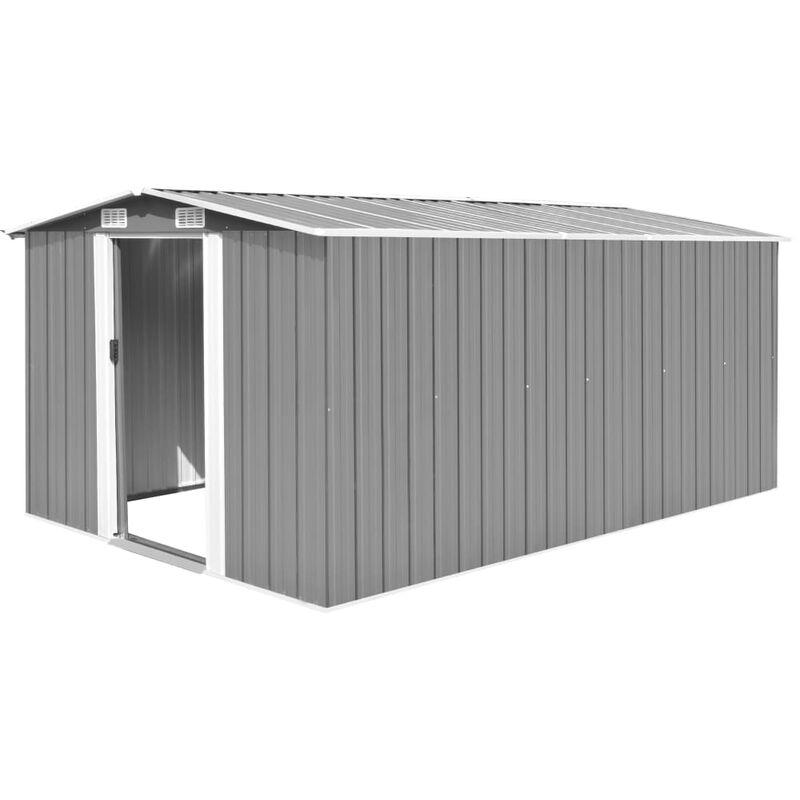 Hommoo Capanno da Giardino 257x398x178 cm in Metallo Grigio VD05022