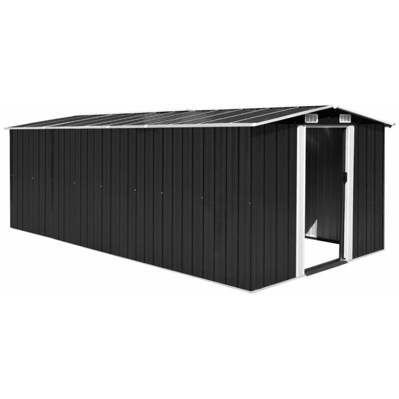 Capanno da Giardino 257x497x178 cm in Metallo Antracite VD05027 - Hommoo