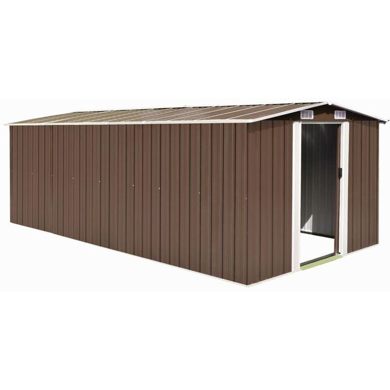 Hommoo Capanno da Giardino 257x497x178 cm in Metallo Marrone VD05028