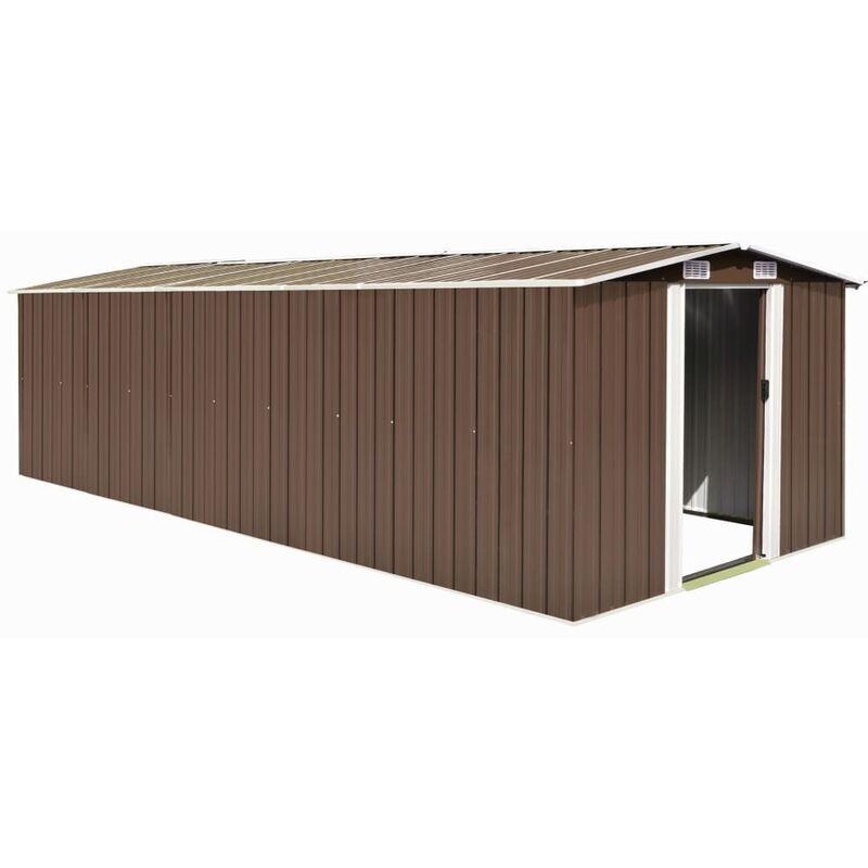 Capanno da Giardino 257x597x178 cm in Metallo Marrone VD05032 - Hommoo
