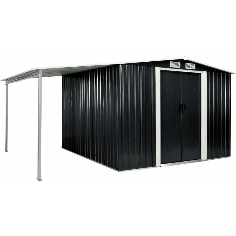 Hommoo Capanno Giardino Porte Scorrevoli Antracite 386x259x178 cm Acciaio VD05635
