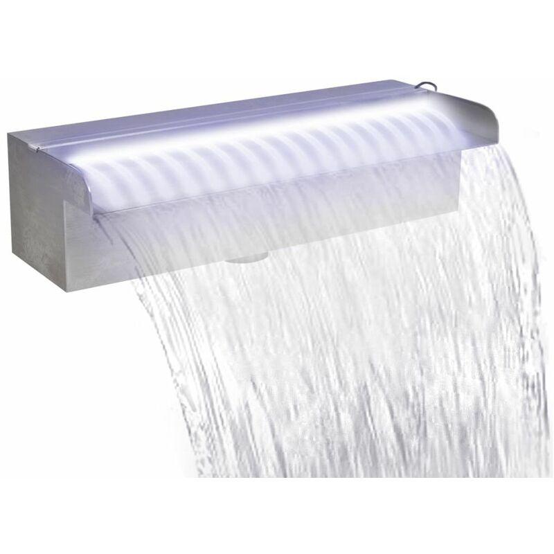 Cascata per Laghetto Rettangolare con LED in Acciaio Inox 30 cm VD24222 - Hommoo