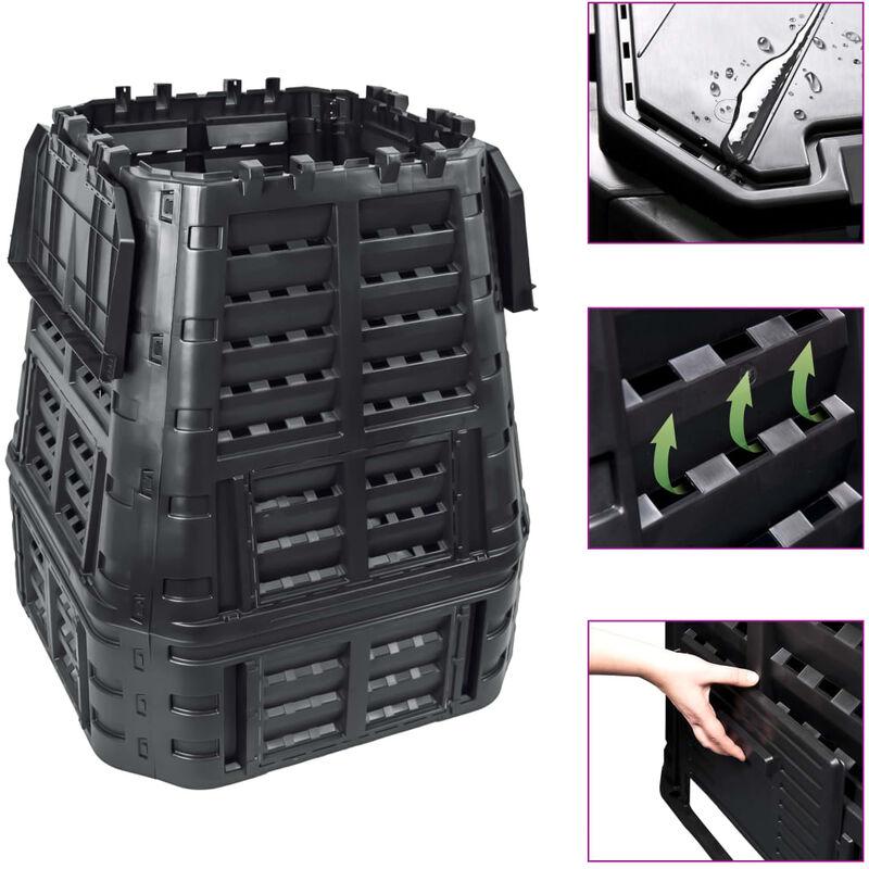 Compostiera da Giardino Nera 93,3x93,3x113 cm 650 L VD35544 - Hommoo