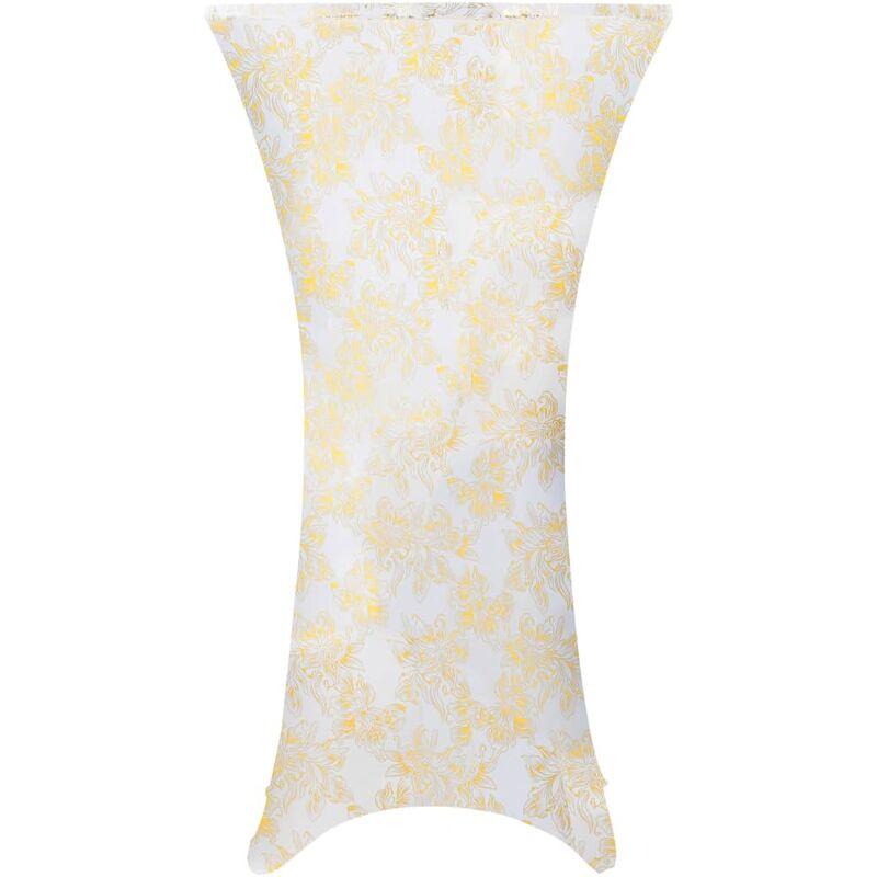 Hommoo Copertura Elastica per Tavolo 2pz 70cm Bianco con Stampa Dorata VD02467