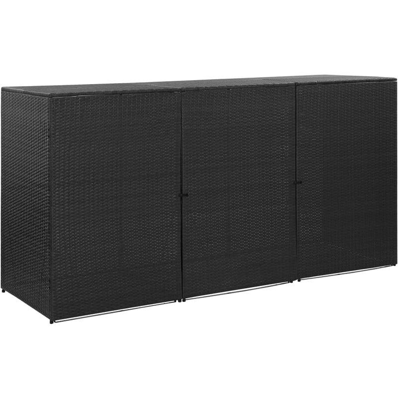 Copribidone Triplo Spazzatura Nero 229x78x120 cm in Polyrattan VD45640 - Hommoo