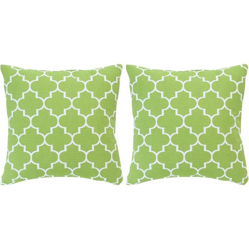 Hommoo Cuscini 2 pz con Stampa Verdi 40x40 cm in Cotone VD37272