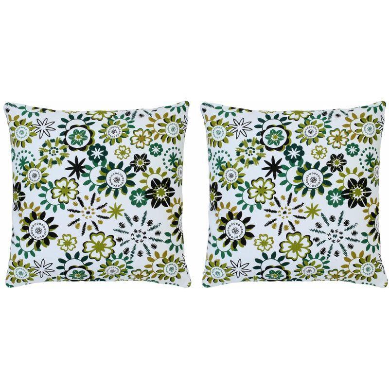 Hommoo Cuscini 2 pz con Stampa Verdi 40x40 cm in Cotone VD37291
