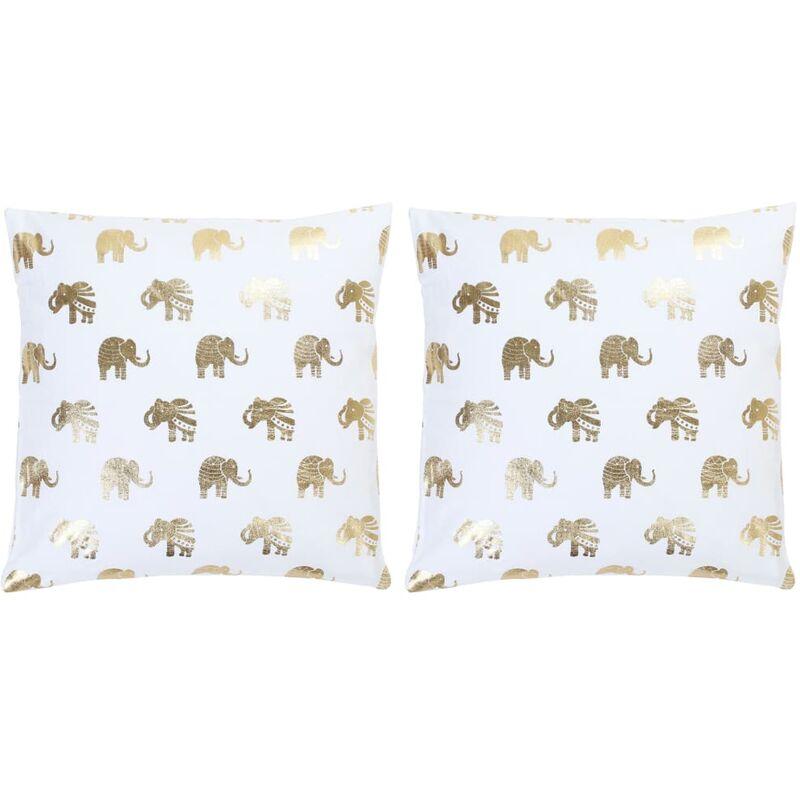 Hommoo Cuscini 2 pz Stampa con Lamina BiancHommoo e Oro 40x40 cm Cotone VD37295
