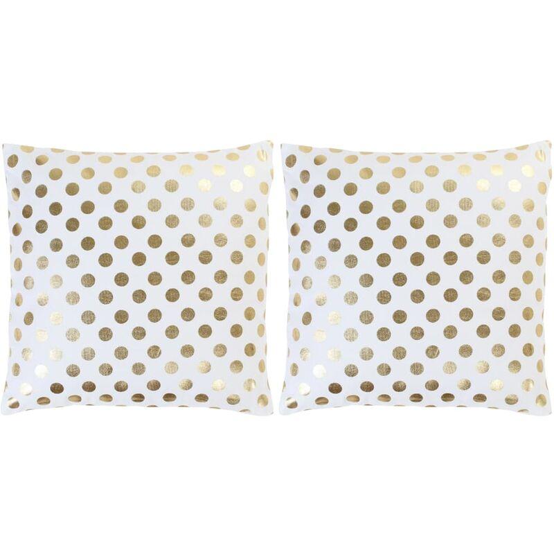 Hommoo Cuscini 2 pz Stampa con Lamina BiancHommoo e Oro 40x40 cm Cotone VD37297