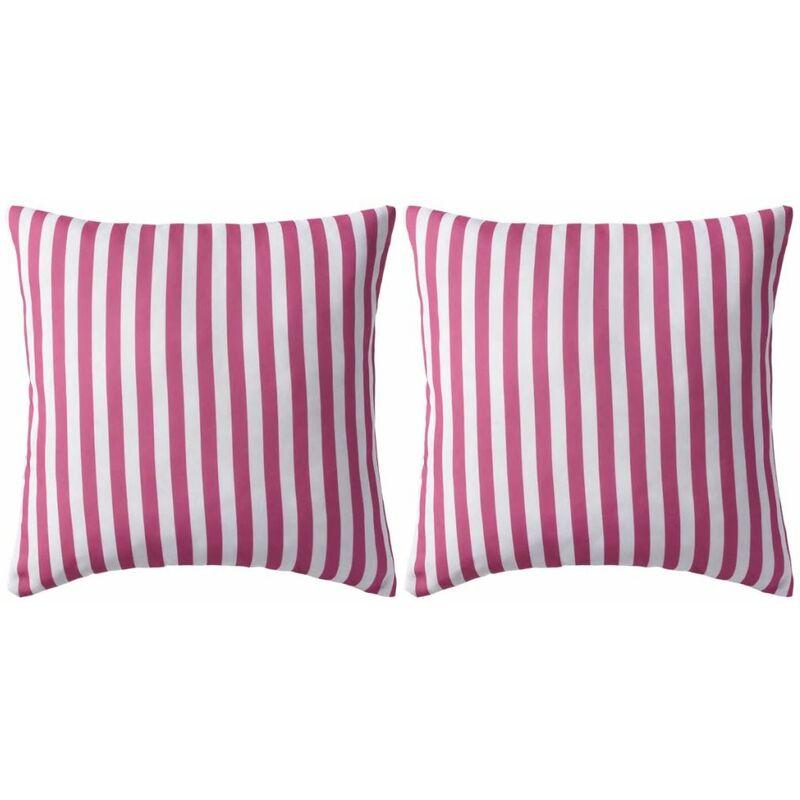 Cuscini da Esterno 2 pz Stampa a Righe 45x45 cm Rosa VD01473 - Hommoo Cuscini da Esterno 2 pz Stampa a Righe 45x45 cm Rosa VD01473 - Hommoo