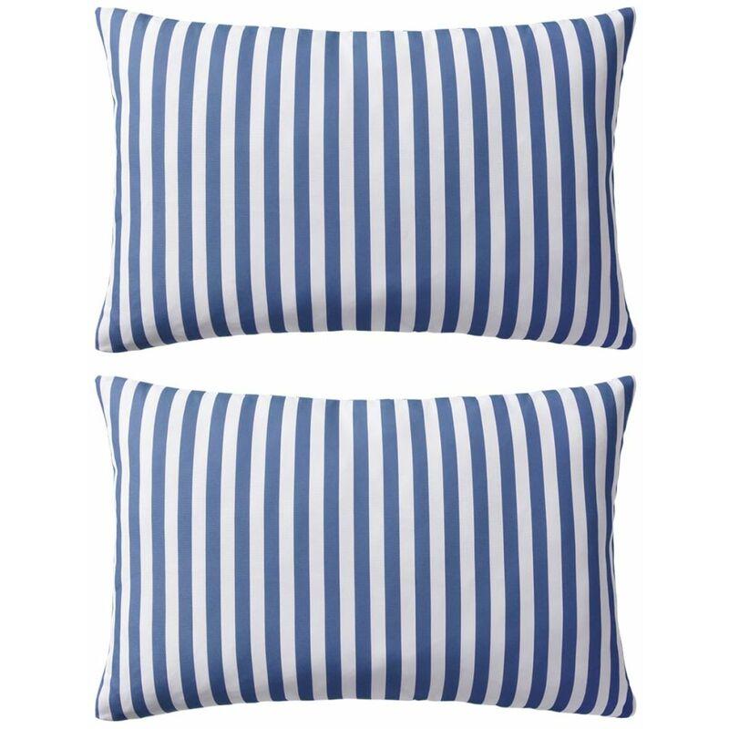 Cuscini da Esterno 2 pz Stampa a Righe 60x40 cm Blu VD01466 - Hommoo