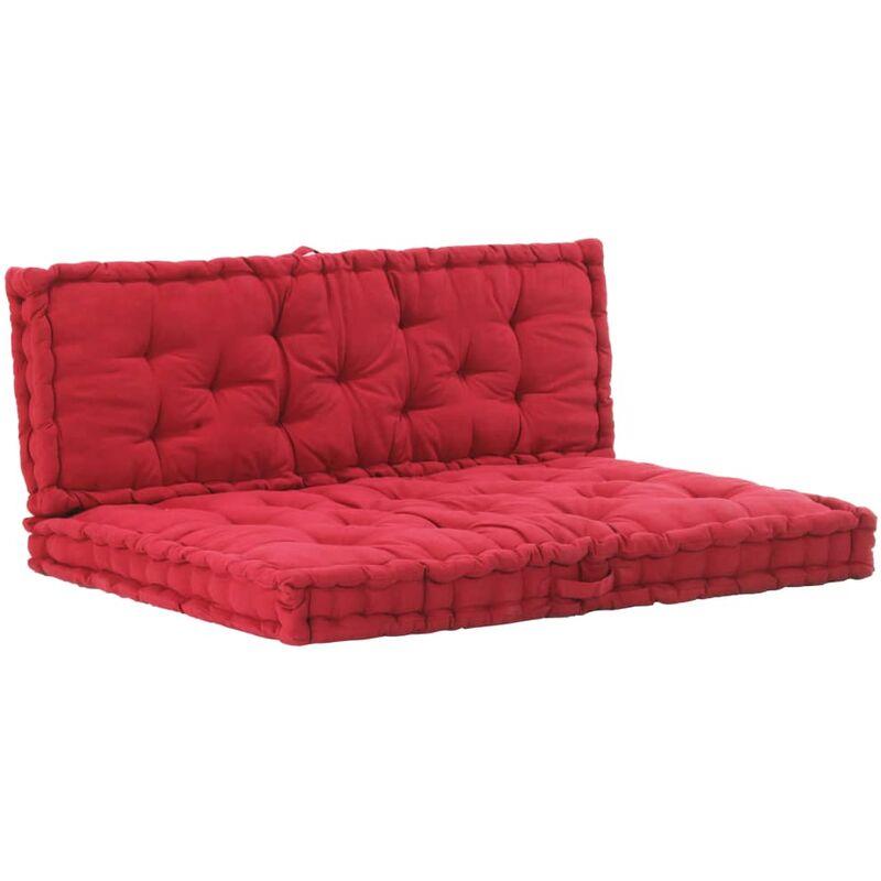 Hommoo Cuscini per Pallet e Pavimento 2 pz in Cotone Rosso Bordò VD40185