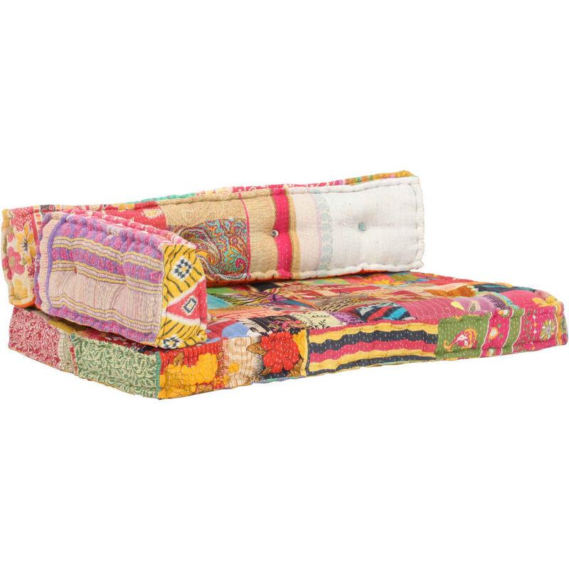 Hommoo Cuscino per Divani Pallet Multicolore in Tessuto Patchwork VD37453