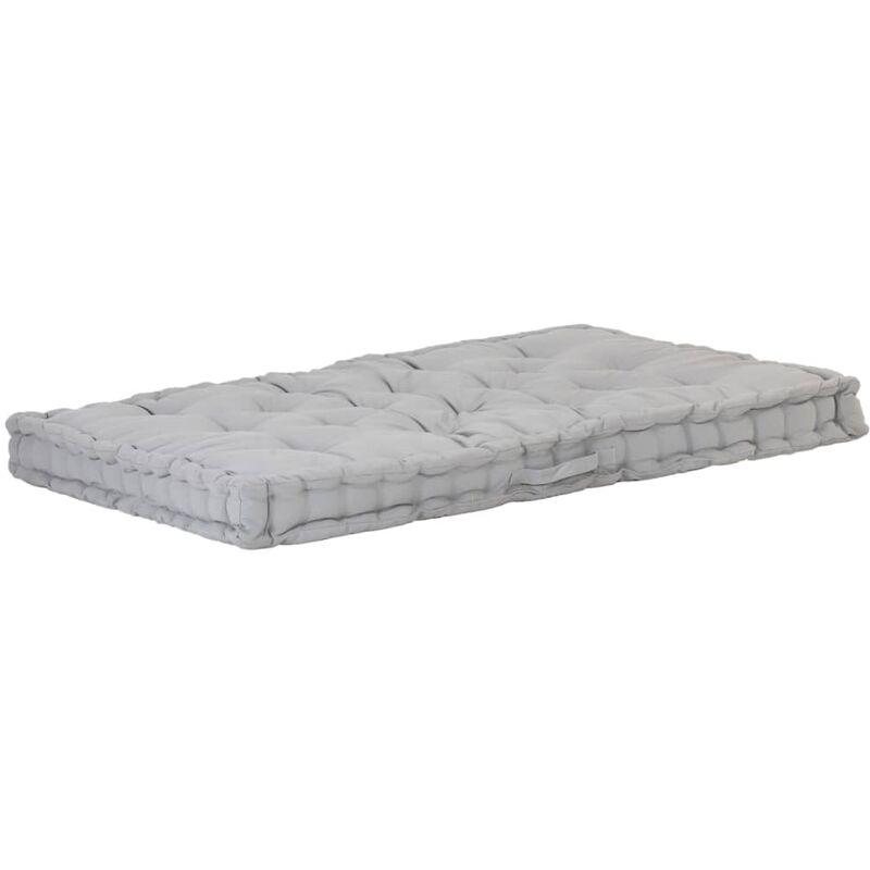 Cuscino per Pallet e Pavimento in Cotone 120x80x10 cm Grigio VD46617 - Hommoo
