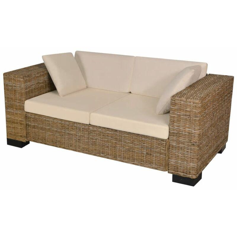 Hommoo Divano a 2 Posti 7 pz in Rattan Naturale VD09260