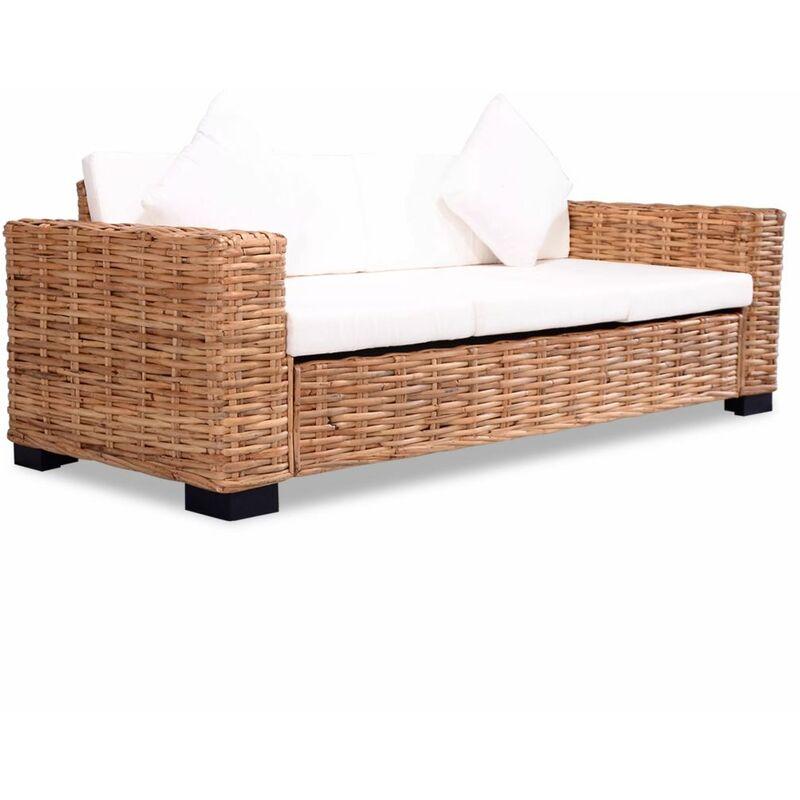 Divano a 3 Posti in Rattan Naturale VD10099 - Hommoo Divano a 3 Posti in Rattan Naturale VD10099 - Hommoo