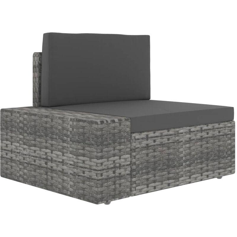 Divano ad Angolo Modulare Bracciolo Destro Polyrattan Grigio VD53386 - Hommoo