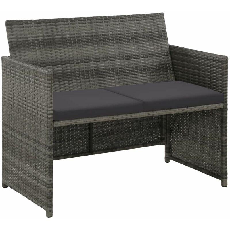 Divano da Giardino a 2 Posti con Cuscini Grigio in Polyrattan VD25709 - Hommoo
