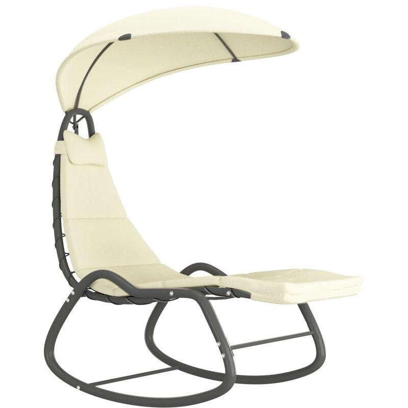 Dondolo da Giardino Crema 160x80x195 cm in Tessuto VD53195 - Hommoo