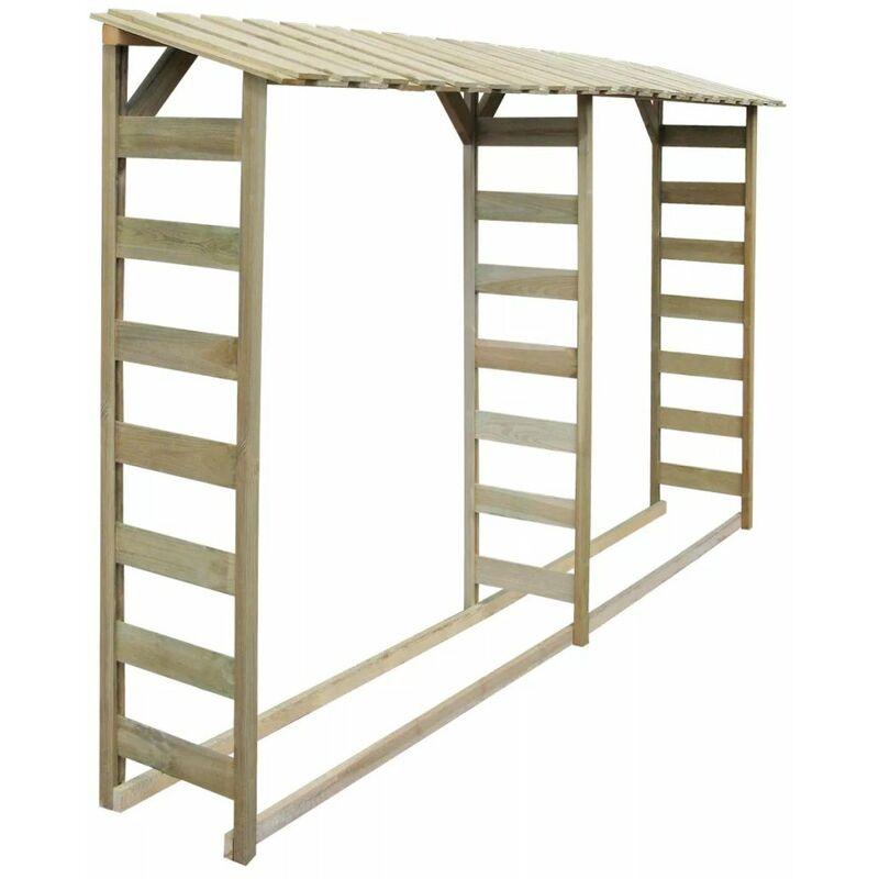 Doppio Capannone per Legname 300x44x176cm Legno Pino Impregnato VD24988 - Hommoo