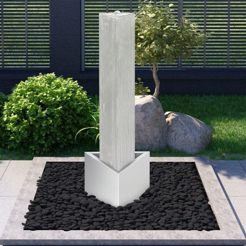 Fontana da Giardino Argento 37,7x32,6x110 cm in Acciaio Inox VD53174 - Hommoo