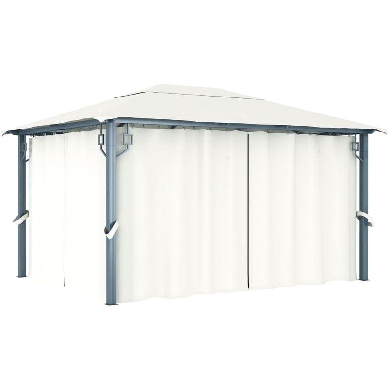 Gazebo con Tenda 400 x 300 cm Crema Alluminio VD46263 - Hommoo