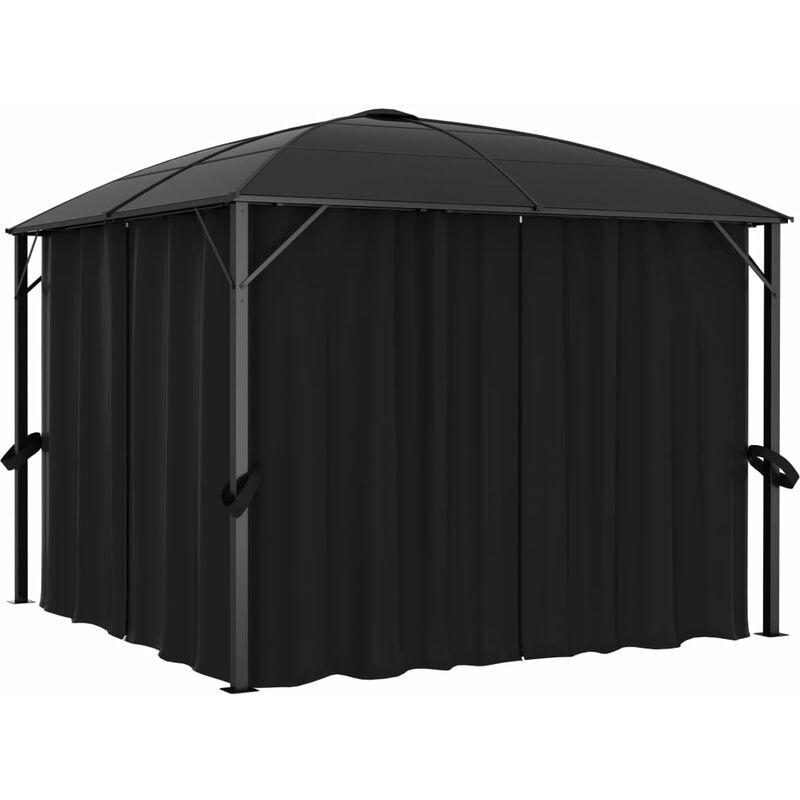Gazebo con Tende 300x300x265 cm Antracite VD53226 - Hommoo
