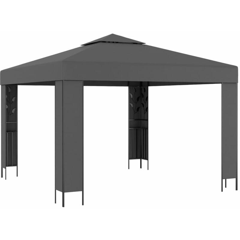 Gazebo con Tetto Doppio 3x3 m Antracite VD46220 - Hommoo Gazebo con Tetto Doppio 3x3 m Antracite VD46220 - Hommoo
