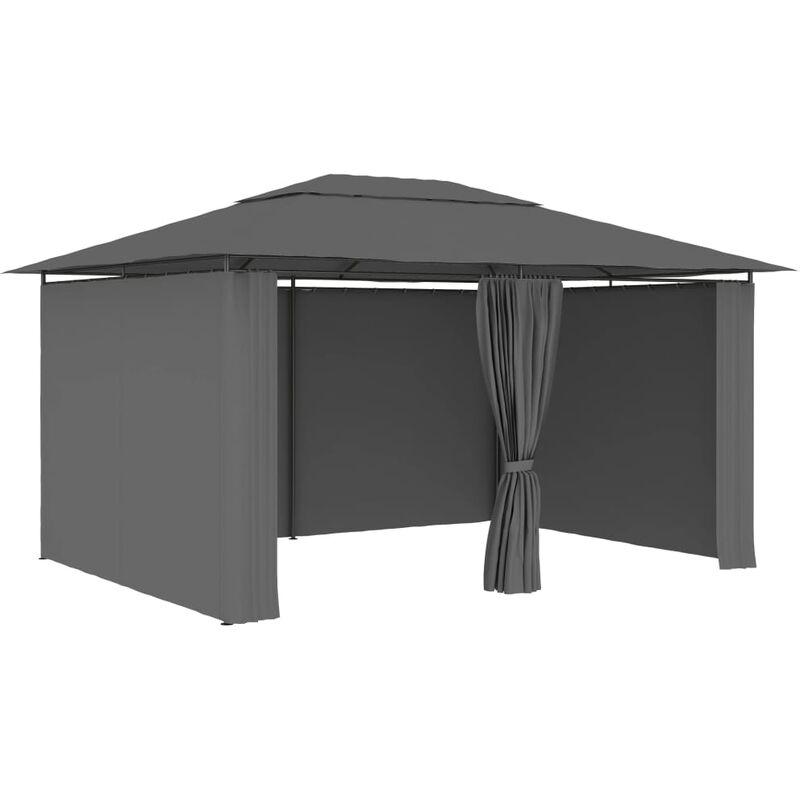 Hommoo Gazebo da Giardino con Tende 4x3 m Antracite VD46228 Hommoo Gazebo da Giardino con Tende 4x3 m Antracite VD46228