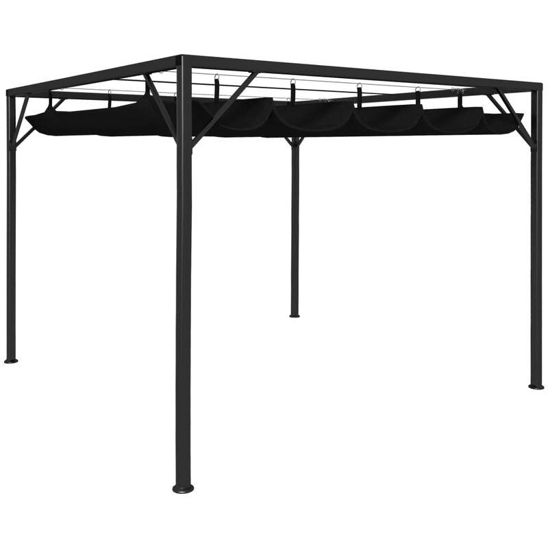 Hommoo Gazebo da Giardino con Tetto a Scomparsa 3x3 m Antracite VD46222 Hommoo Gazebo da Giardino con Tetto a Scomparsa 3x3 m Antracite VD46222